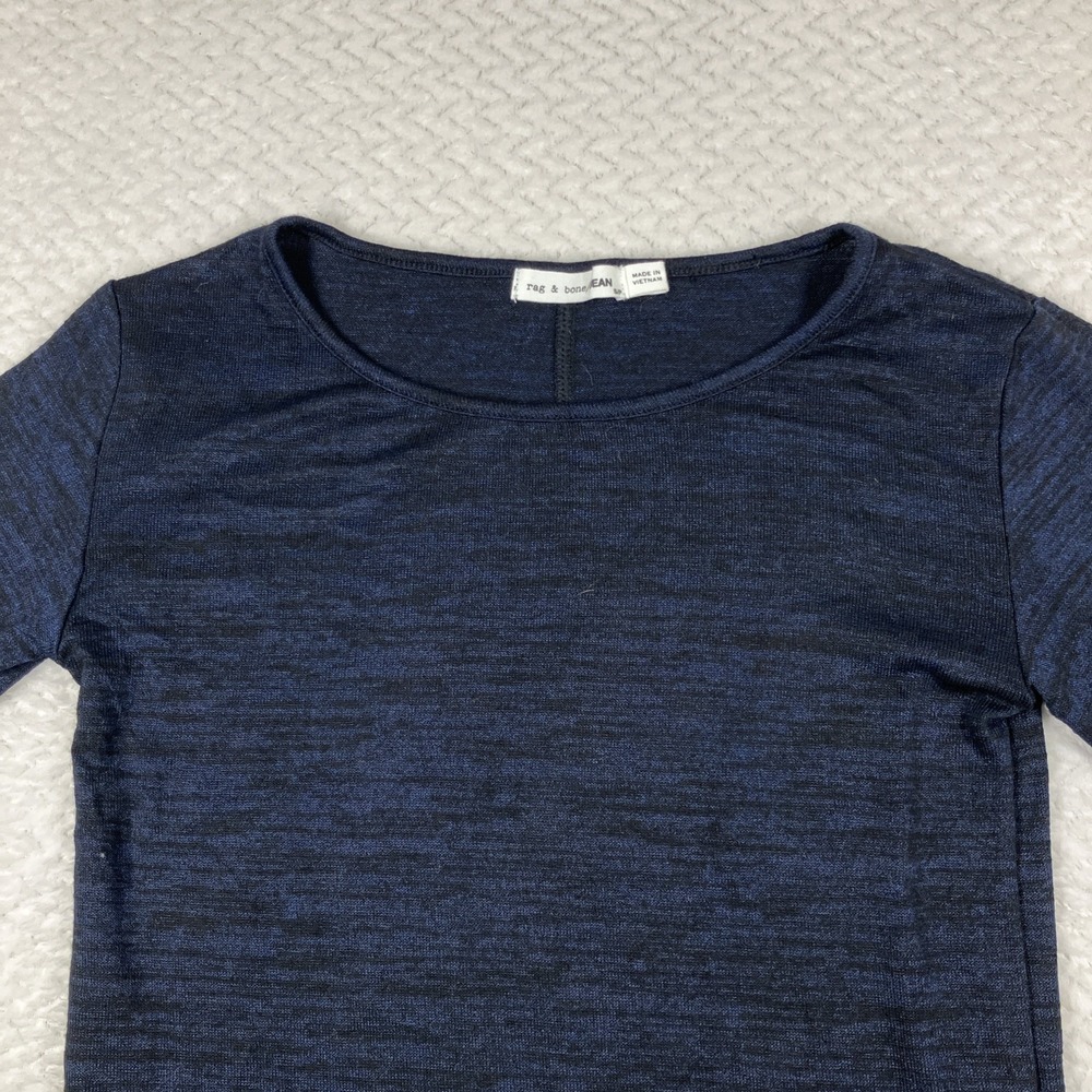 Rag & Bone Long Sleeve Knit Top Navy Blue Small Sheer Elevated Basic Minimalist - Picture 3 of 11